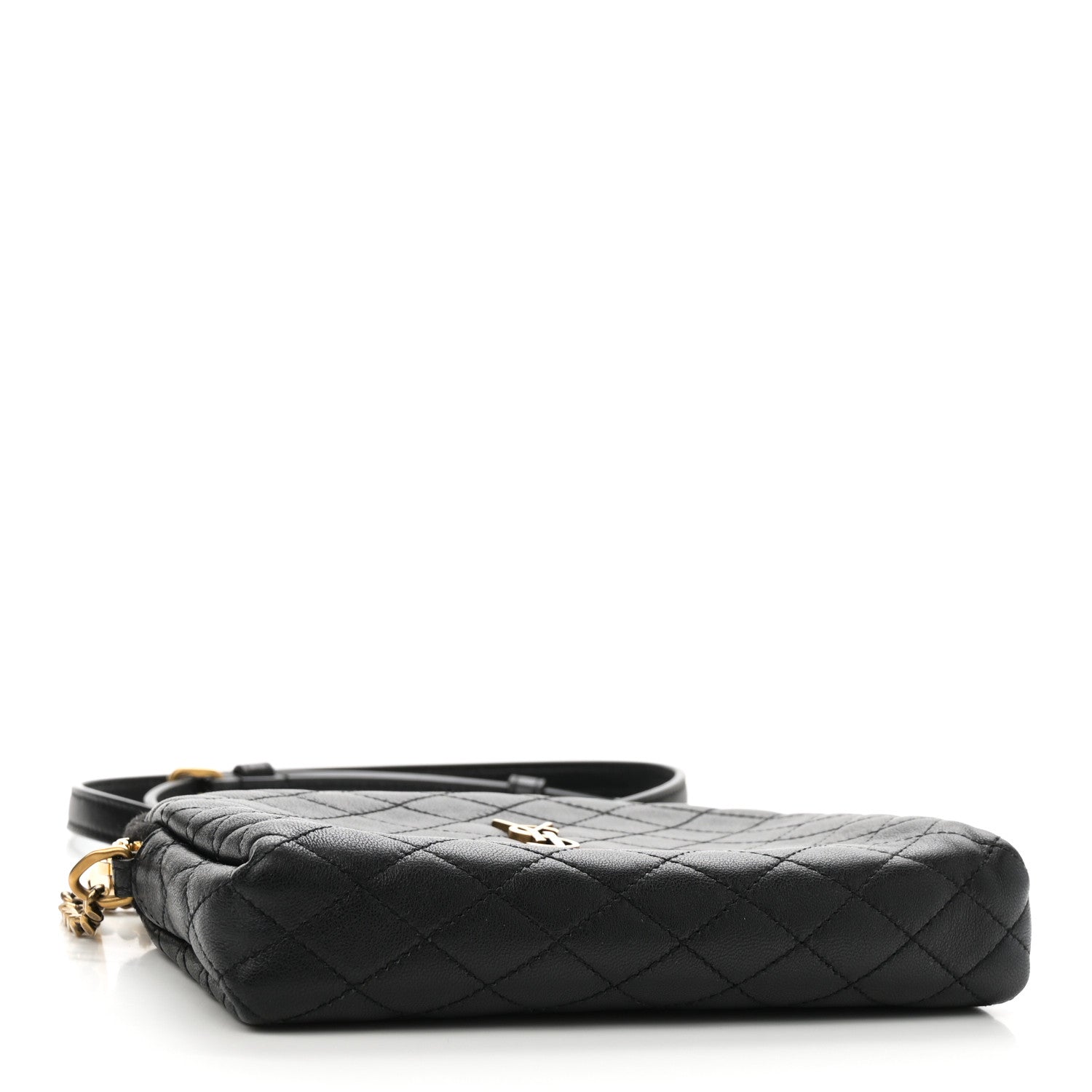 Lambskin Quilted Gaby Zipped Pouch Black
