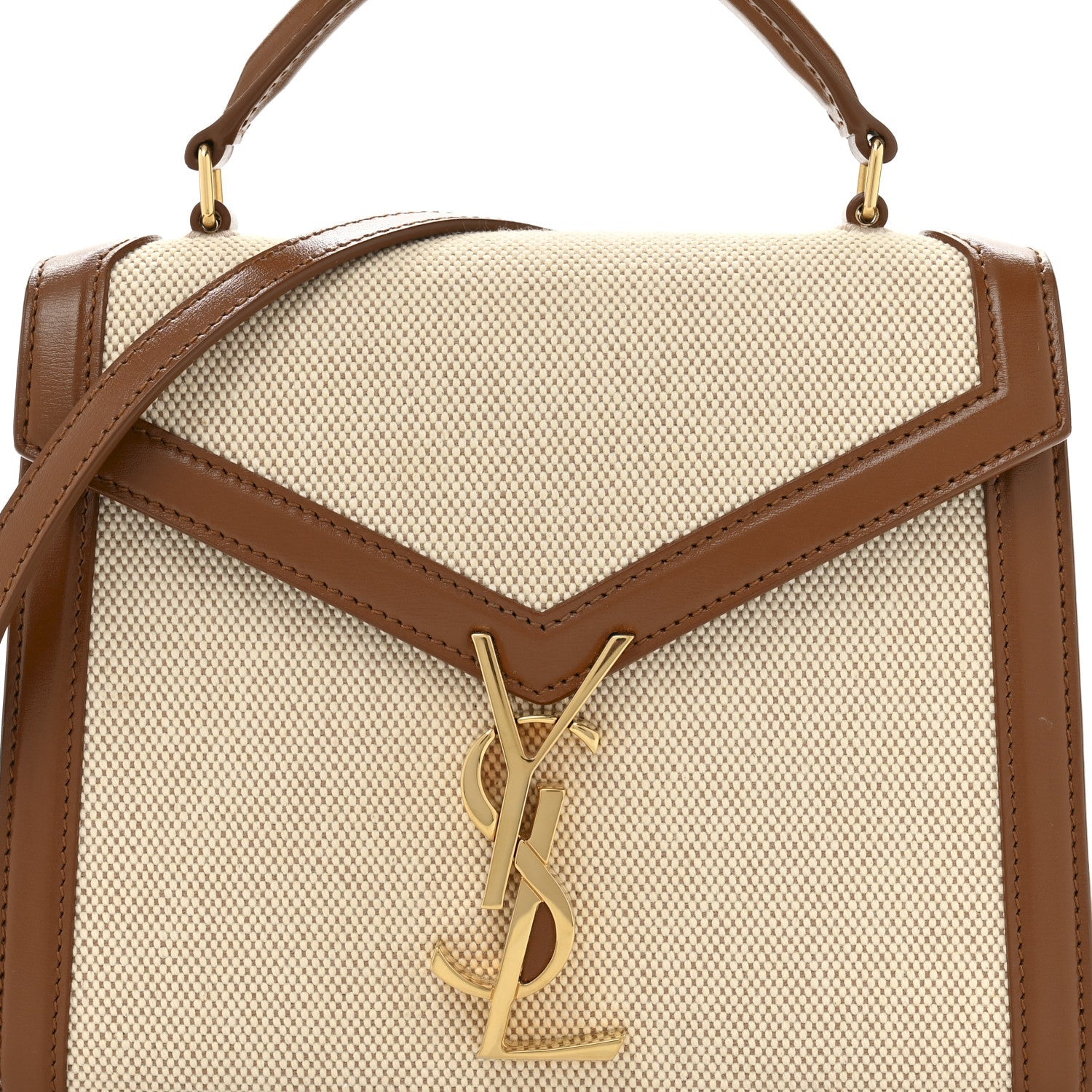 Canvas Calfskin Mini Classic Monogram Cassandra Top Handle Tan Natural