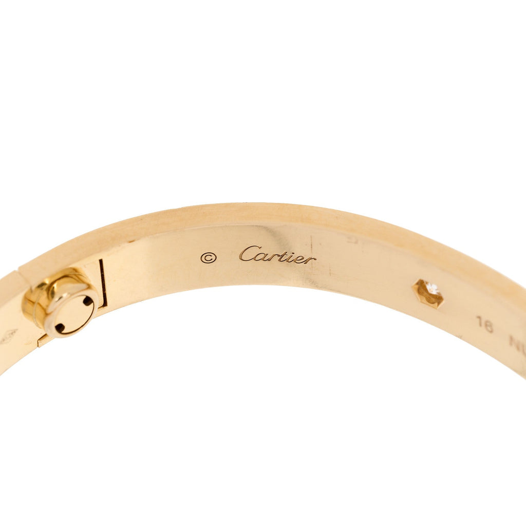 18K Yellow Gold 4 Diamond LOVE Bracelet 16