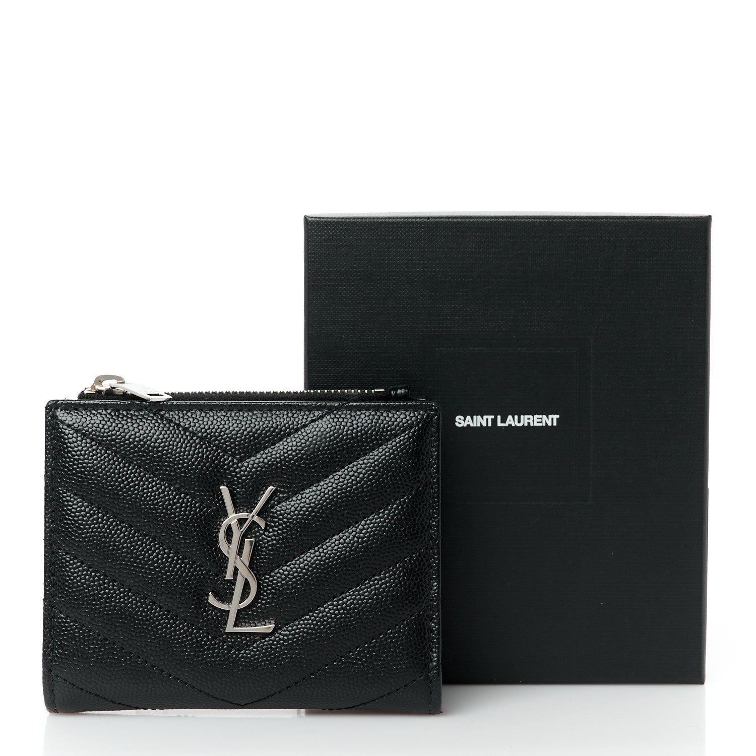 Grain De Poudre Matelasse Chevron Monogram Zipped Card Case Black