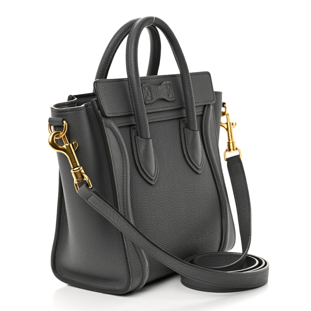 Drummed Calfskin Nano Luggage Kohl