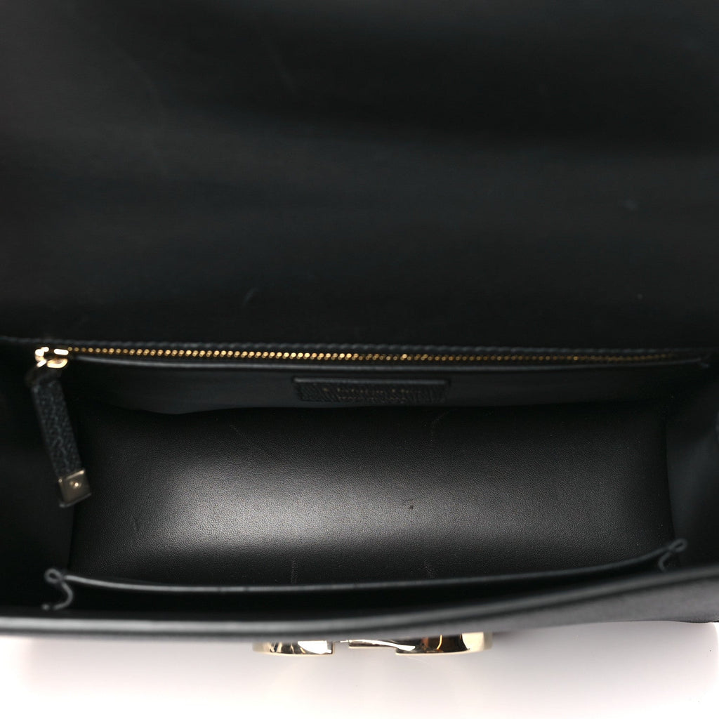 Grained Calfskin Embossed 30 Montaigne Chain Flap Bag Black