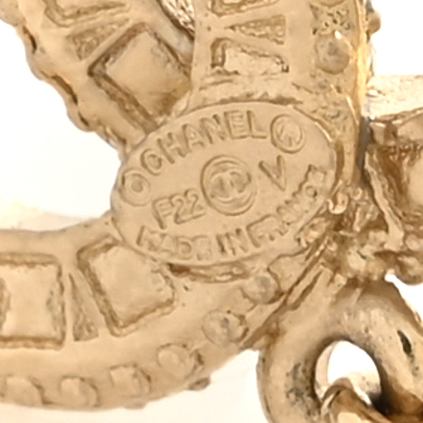 Crystal Pearl CC Drop Earrings Gold