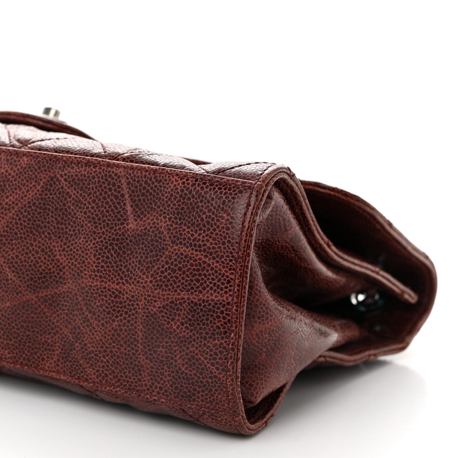 Crumpled Grained Calfskin Jumbo CC Crave Flap Burgundy