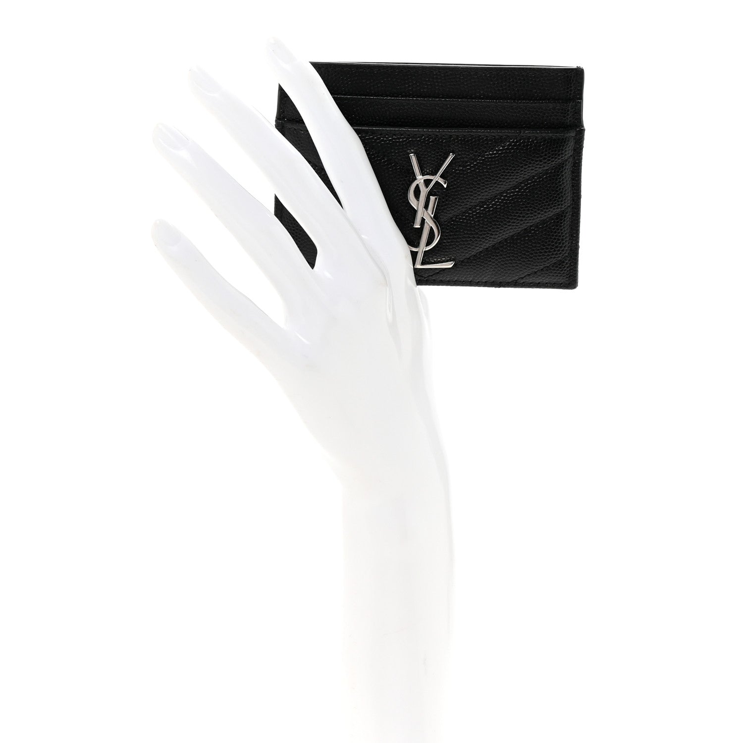 Grain De Poudre Matelasse Chevron Monogram Credit Card Case Black