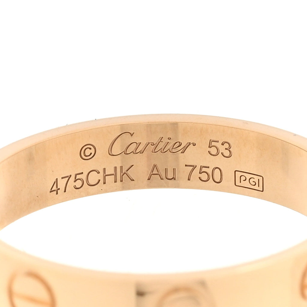 18K Yellow Gold 3.5mm LOVE Wedding Band Ring 53 6.5