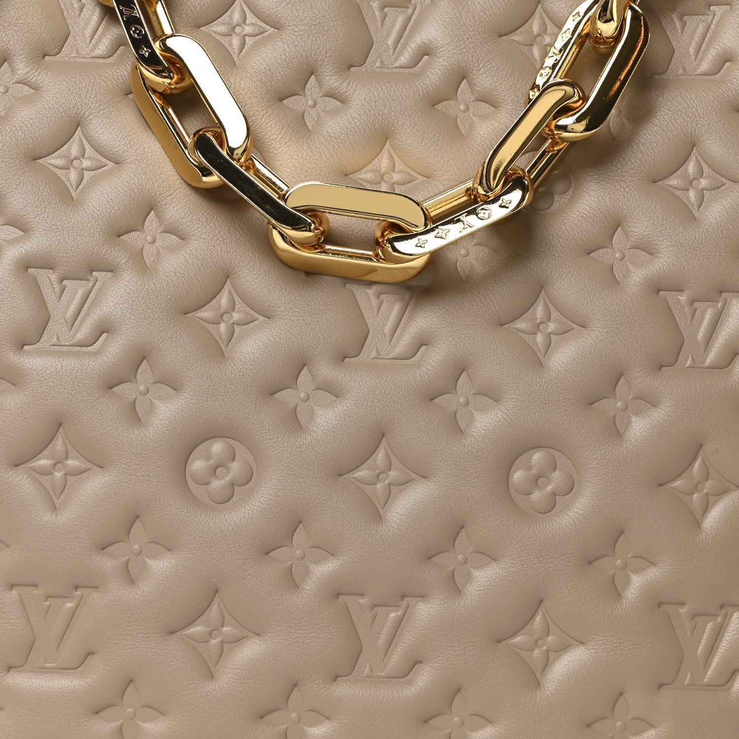 Lambskin Embossed Monogram Coussin Hobo MM Galet