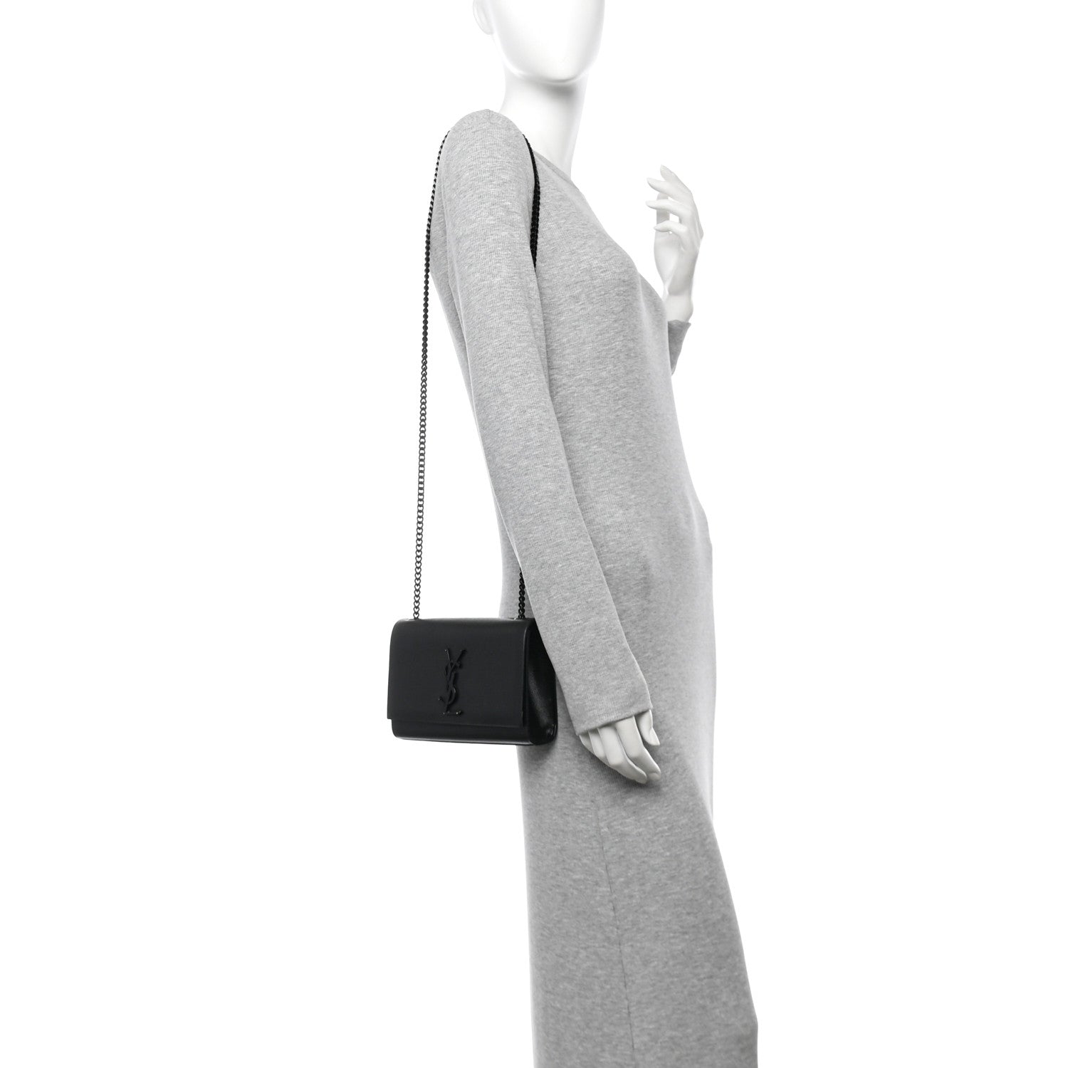 Grain De Poudre Medium Classic Monogram Monochrome Kate Satchel Black