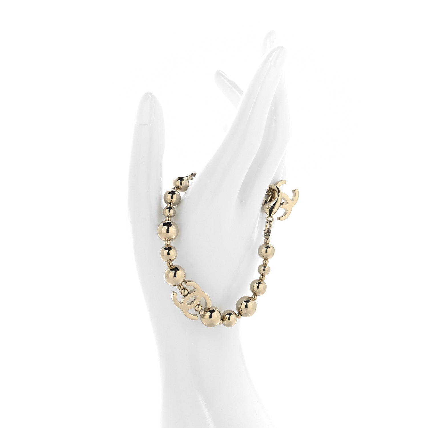 Metal Beaded CC Bracelet Gold