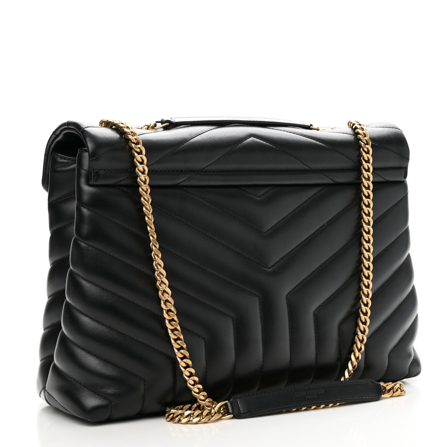 Calfskin Y Quilted Monogram Medium Loulou Chain Satchel Black