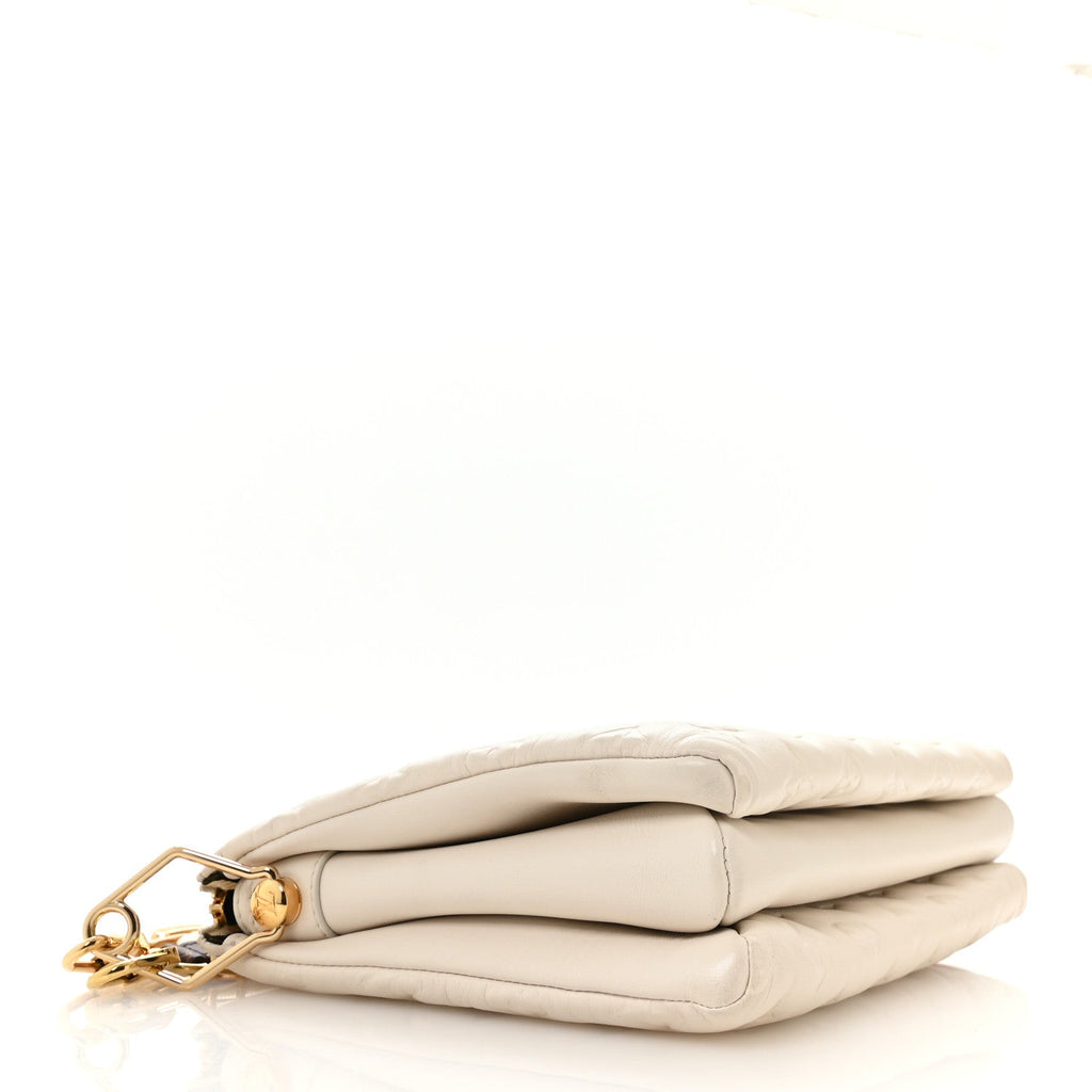 Lambskin Embossed Monogram Coussin PM Cream