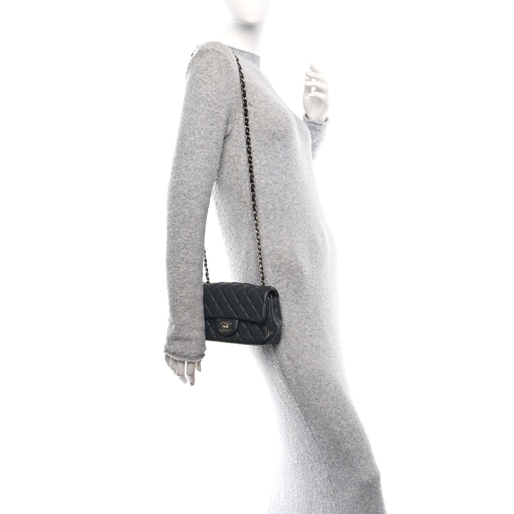 Caviar Quilted Mini Rectangular Flap Black