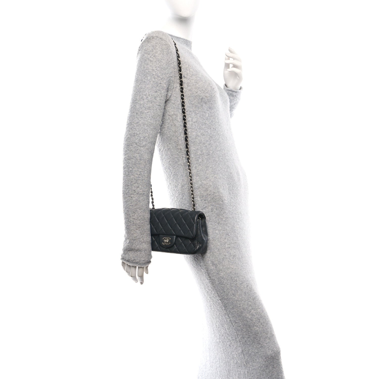 Caviar Quilted Mini Rectangular Flap Black