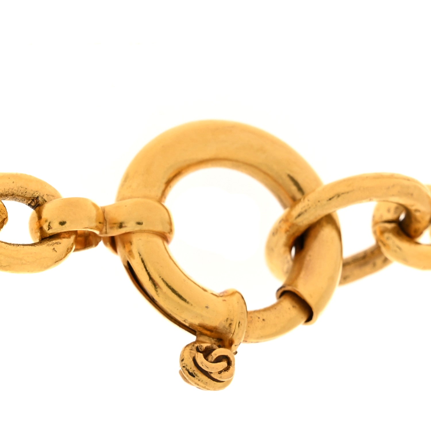 CC Medallion Long Chain Necklace Gold