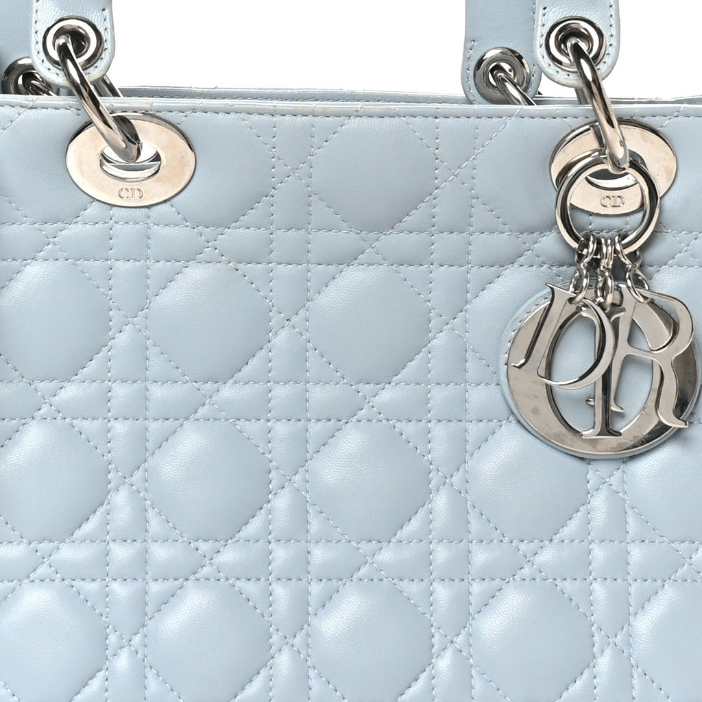 Lambskin Cannage Medium Lady Dior Light Blue