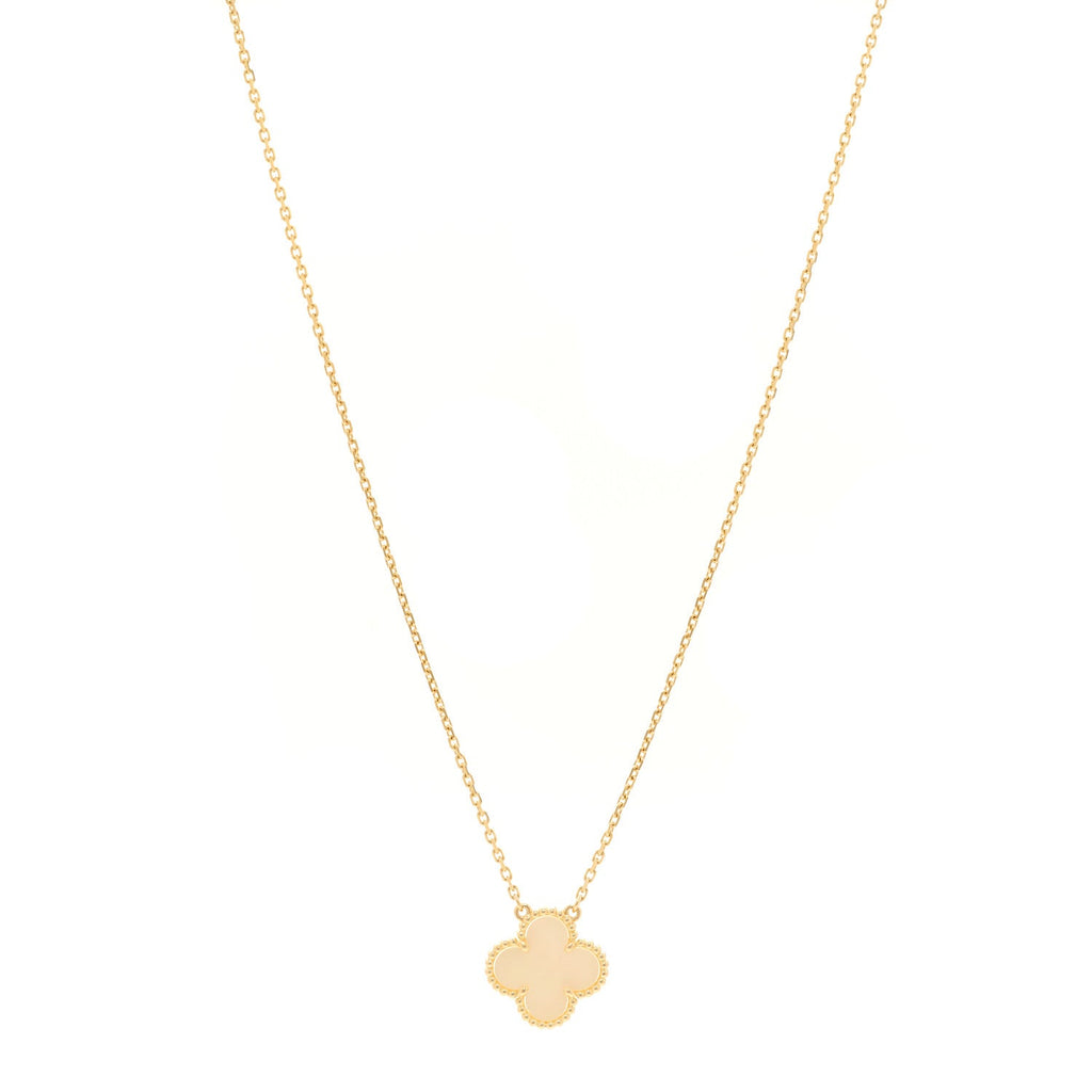 18K Yellow Gold Mother of Pearl Vintage Alhambra Pendant Necklace