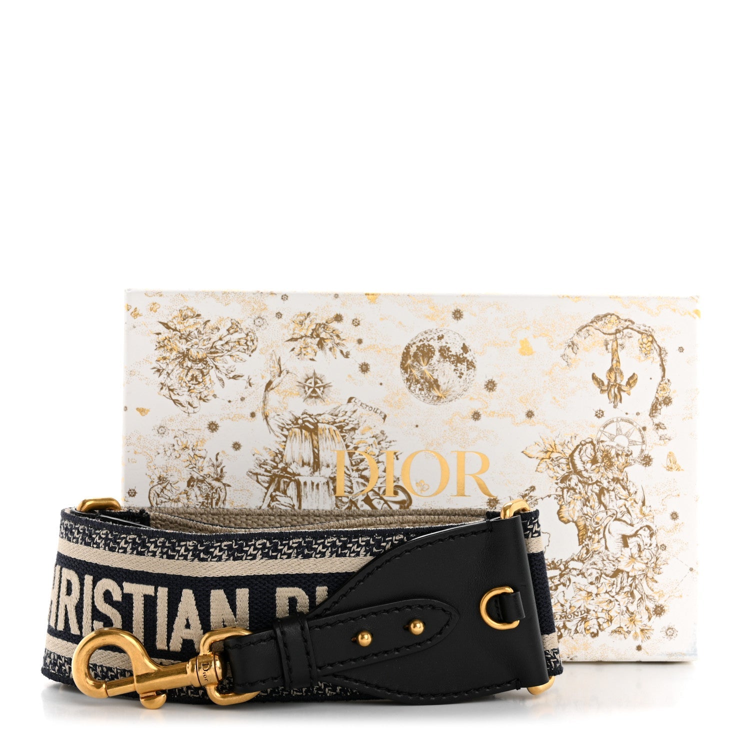 Canvas Embroidered Shoulder Strap Black