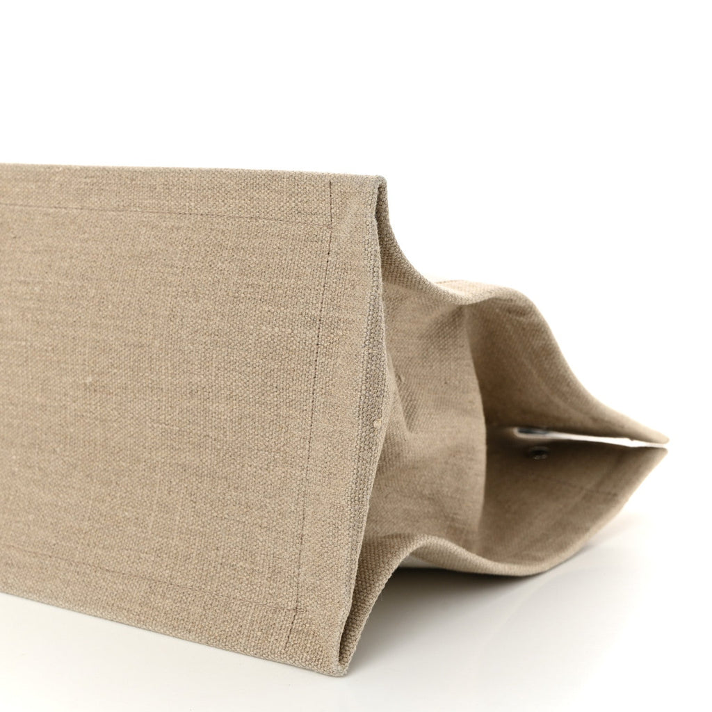 Linen Calfskin Small Rive Gauche Tote Greggio Natural