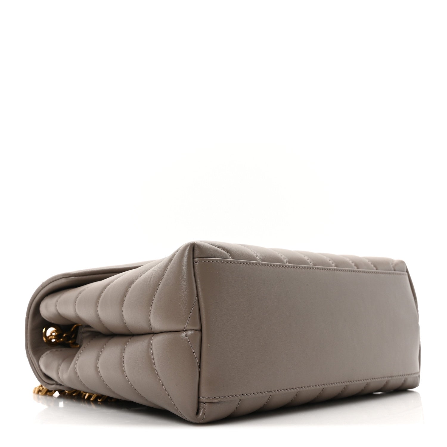 Calfskin Y Quilted Monogram Small Loulou Chain Satchel Greyish Brown