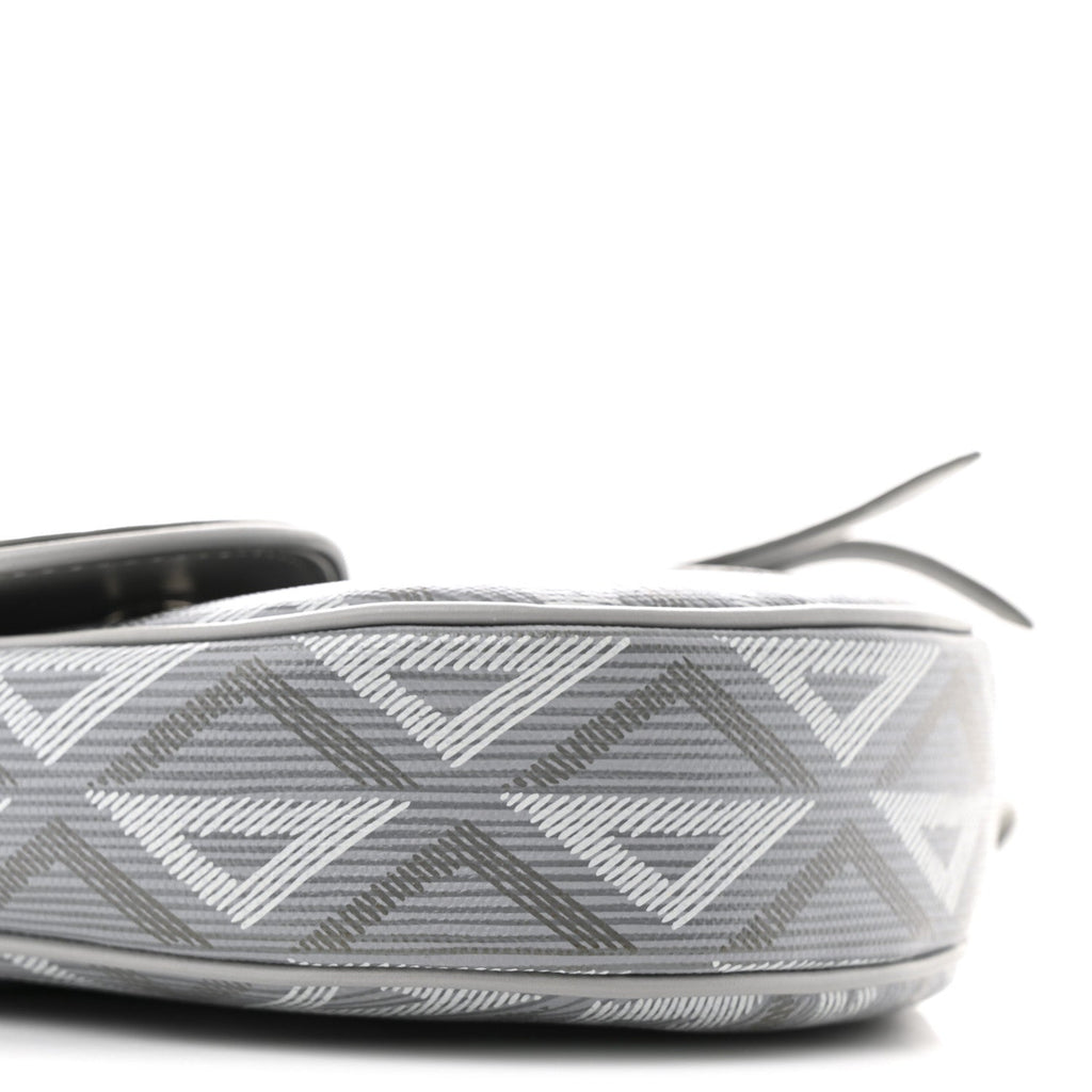 Coated Canvas Calfskin CD Diamond Mens Saddle Bag Gray