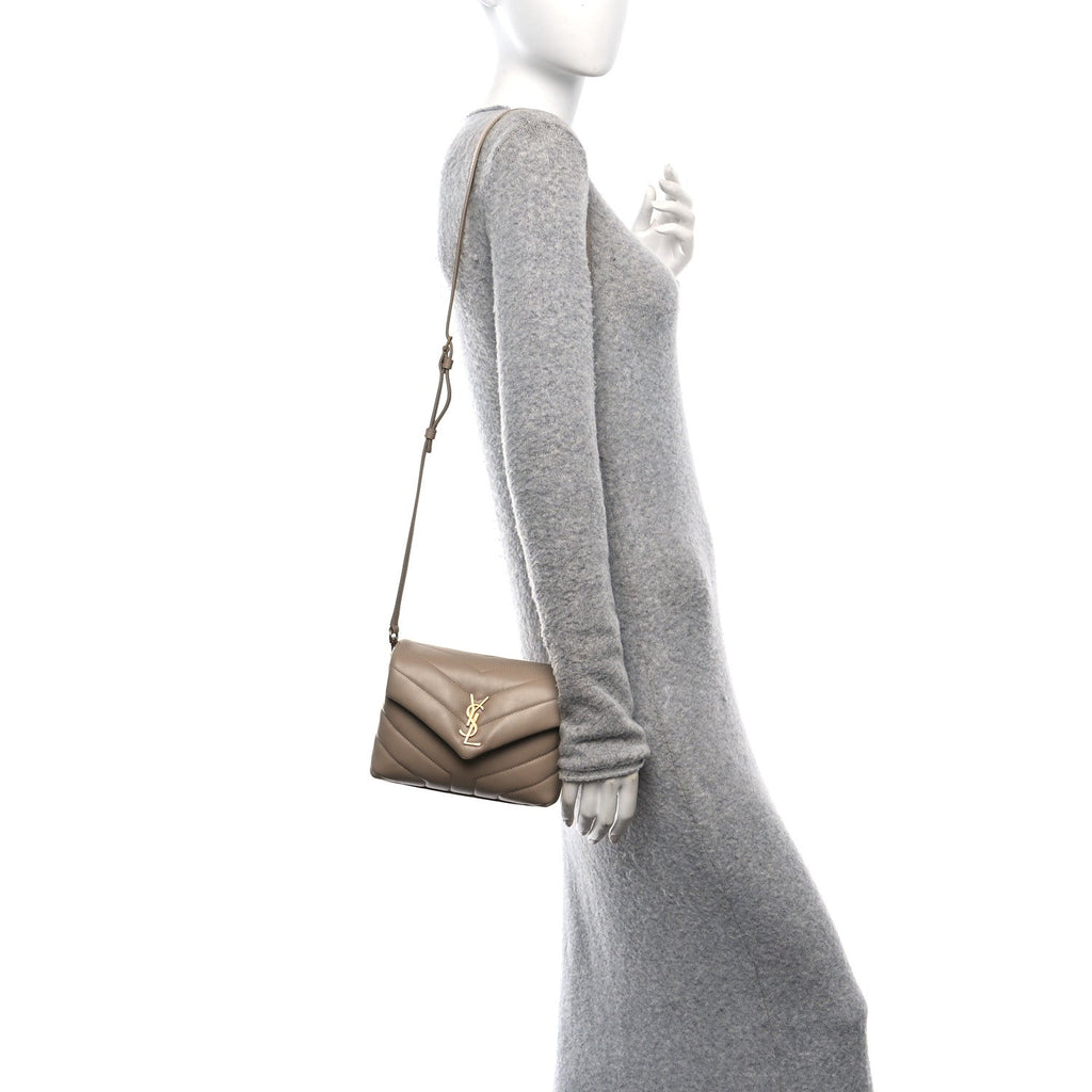 Calfskin Y Quilted Monogram Toy Loulou Crossbody Bag Dark Beige