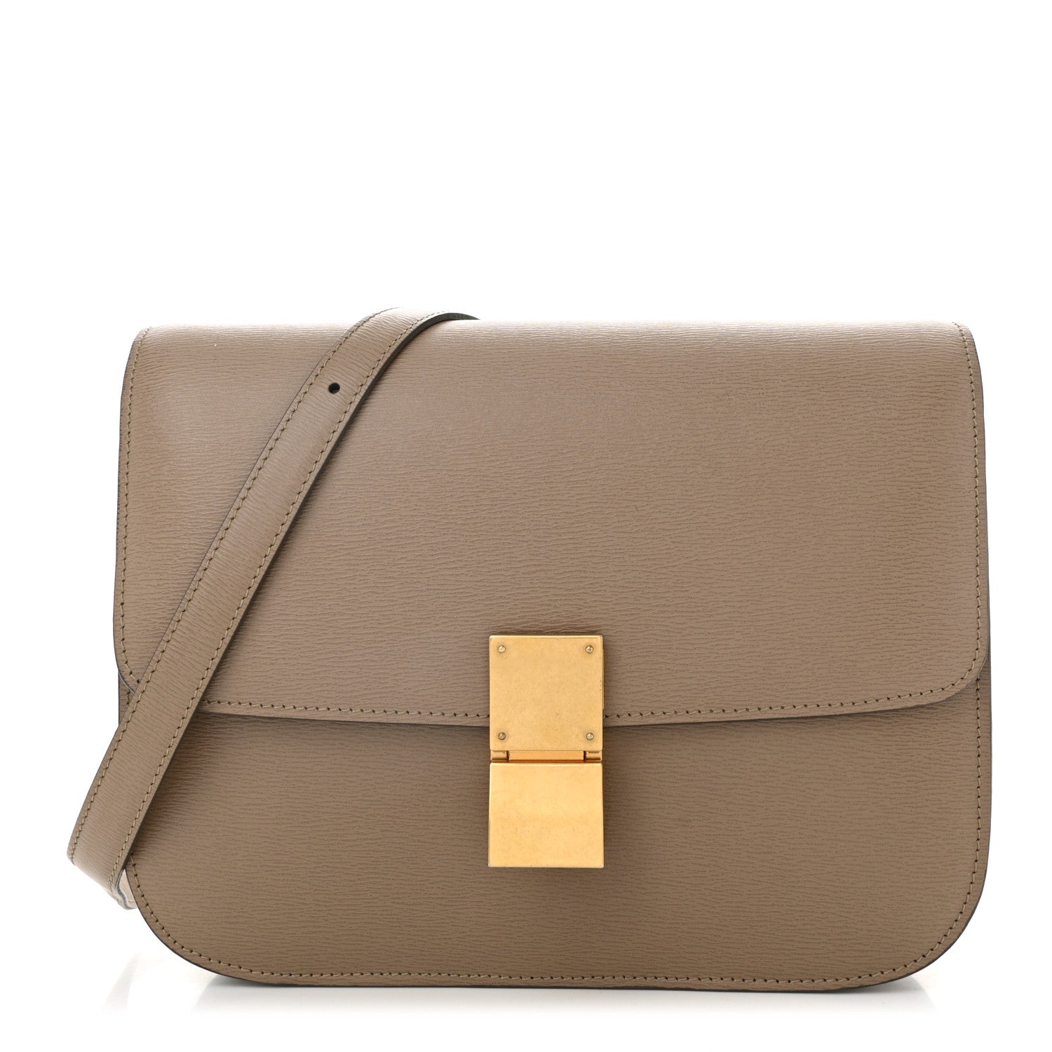 Liege Calfskin Medium Classic Box Flap Bag Taupe