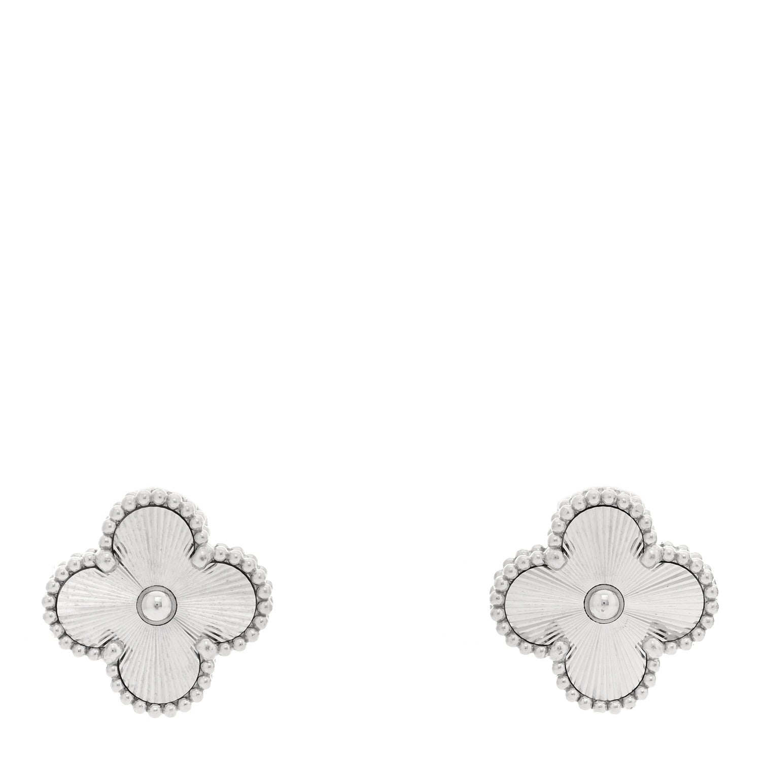 18K White Gold Guilloche Vintage Alhambra Earrings
