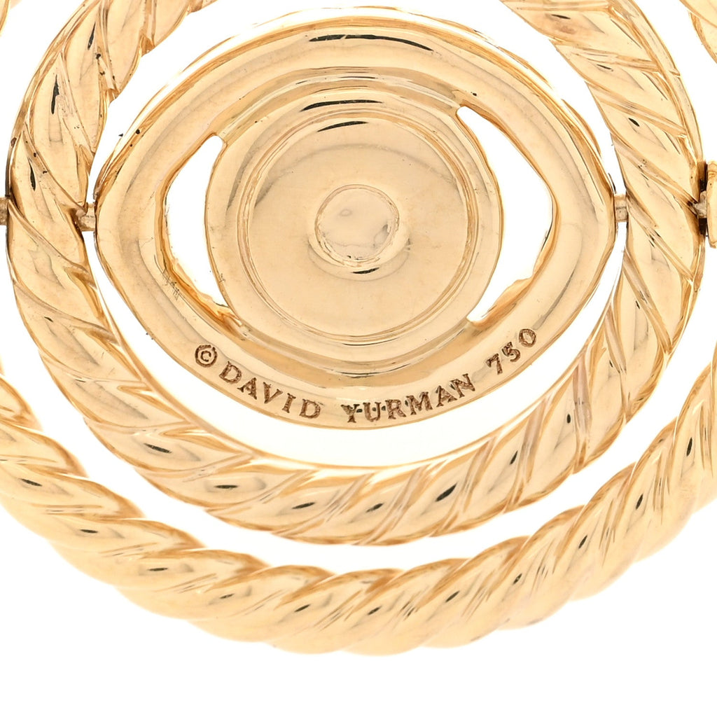 18K Yellow Gold Diamond Emerald Evil Eye Mobile Amulet Pendant