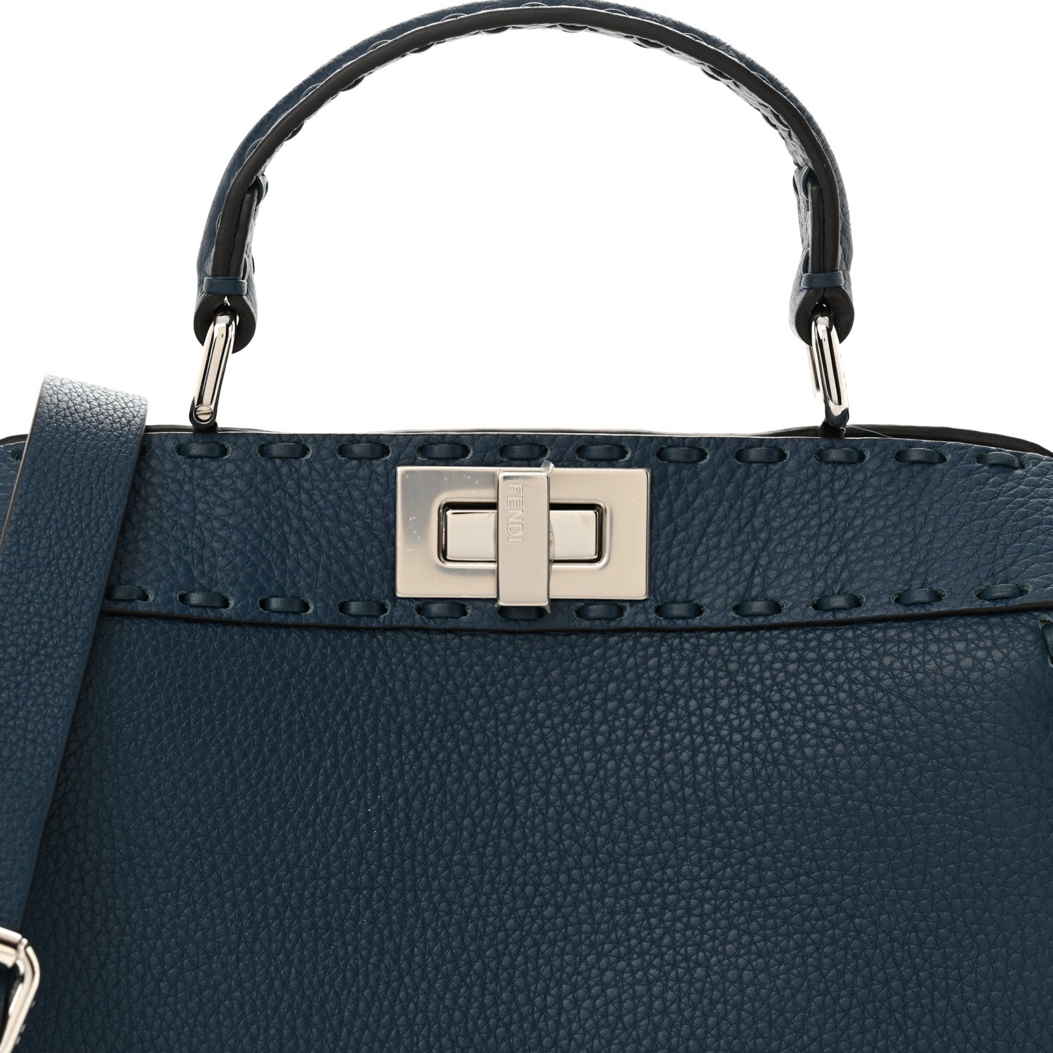 Cuoio Romano Selleria Chamois Small Peekaboo I SEE U Satchel Placca Argento