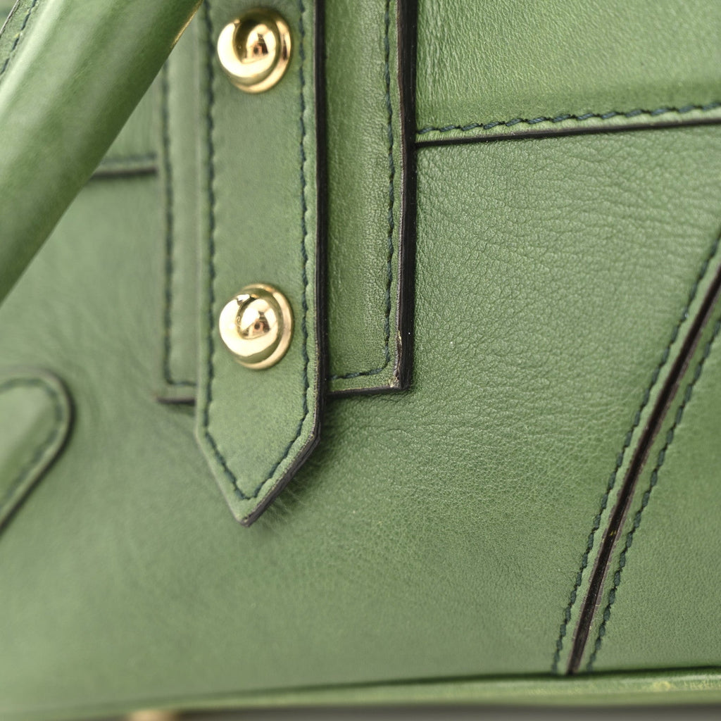 Calfskin Large Horsebit Chain Satchel Green