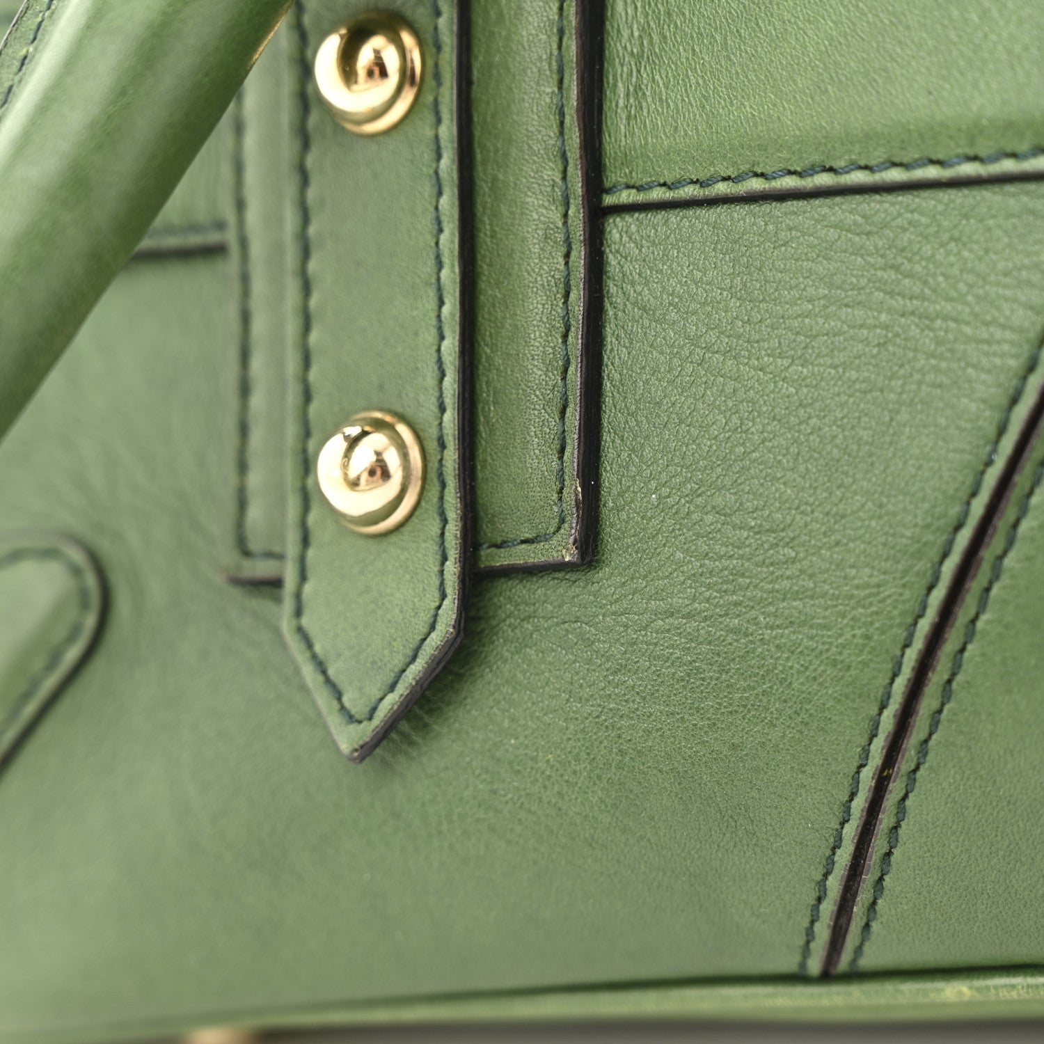 Calfskin Large Horsebit Chain Satchel Green