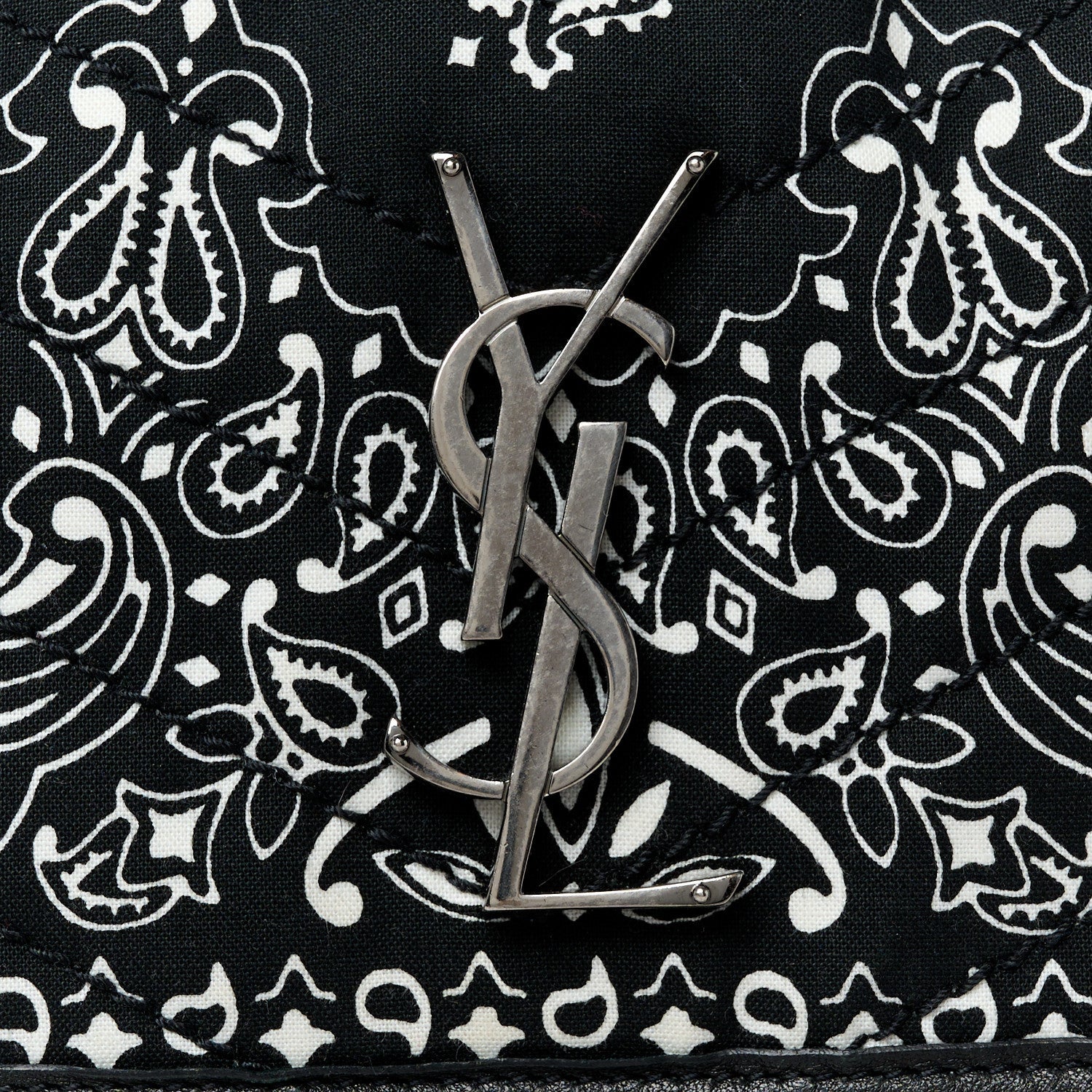 Cotton Bandana Monogram Medium Niki Chain Satchel Black White