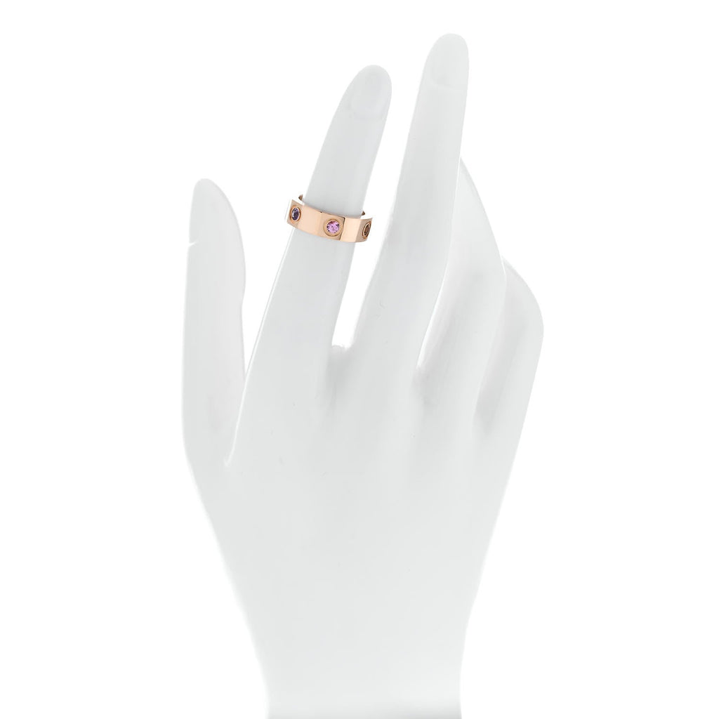 18K Pink Gold Sapphire Garnet Amethyst 5.5mm LOVE Ring 47 4.25