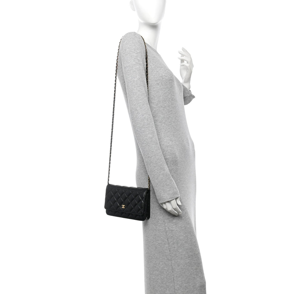 Caviar Quilted Wallet On Chain WOC Black
