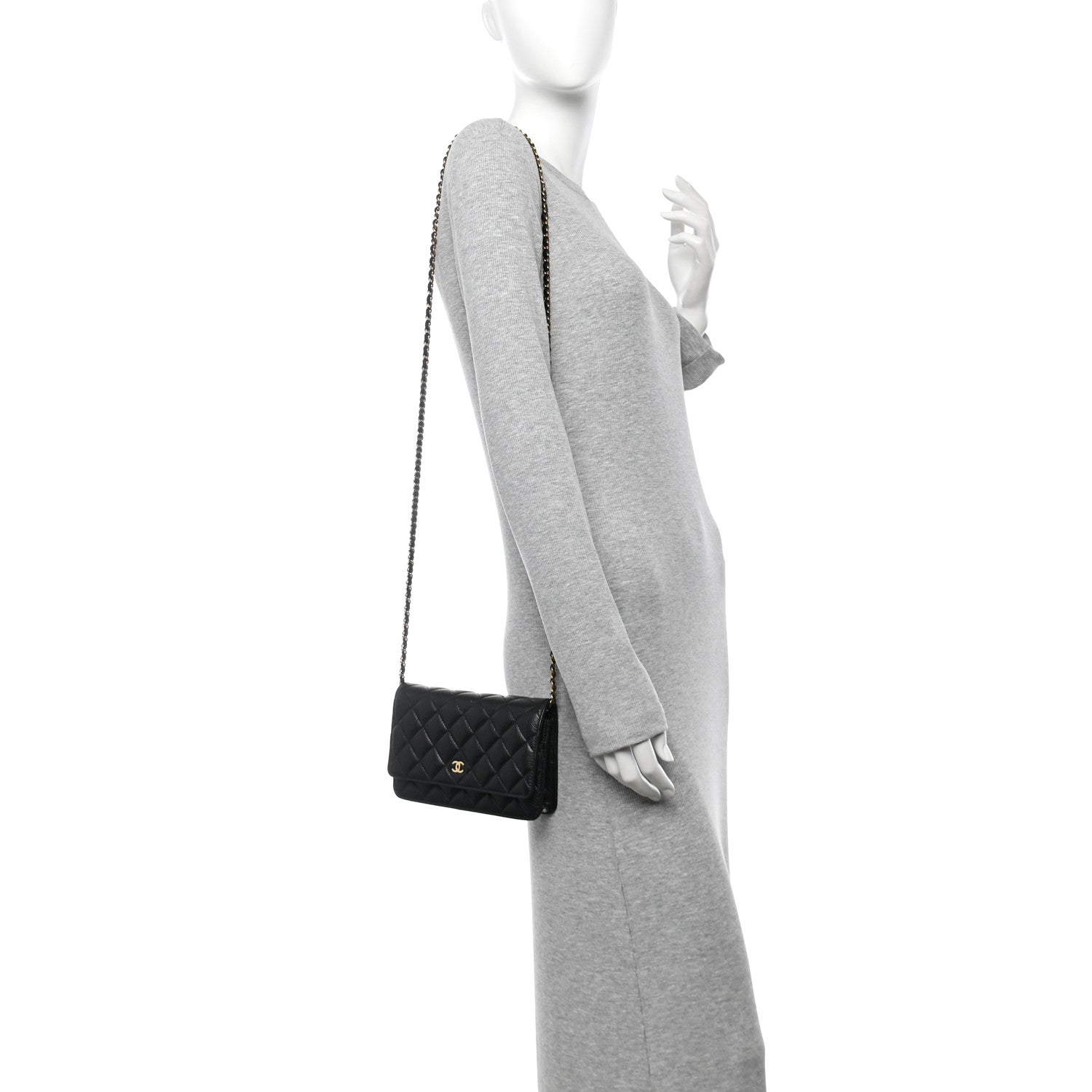 Caviar Quilted Wallet On Chain WOC Black