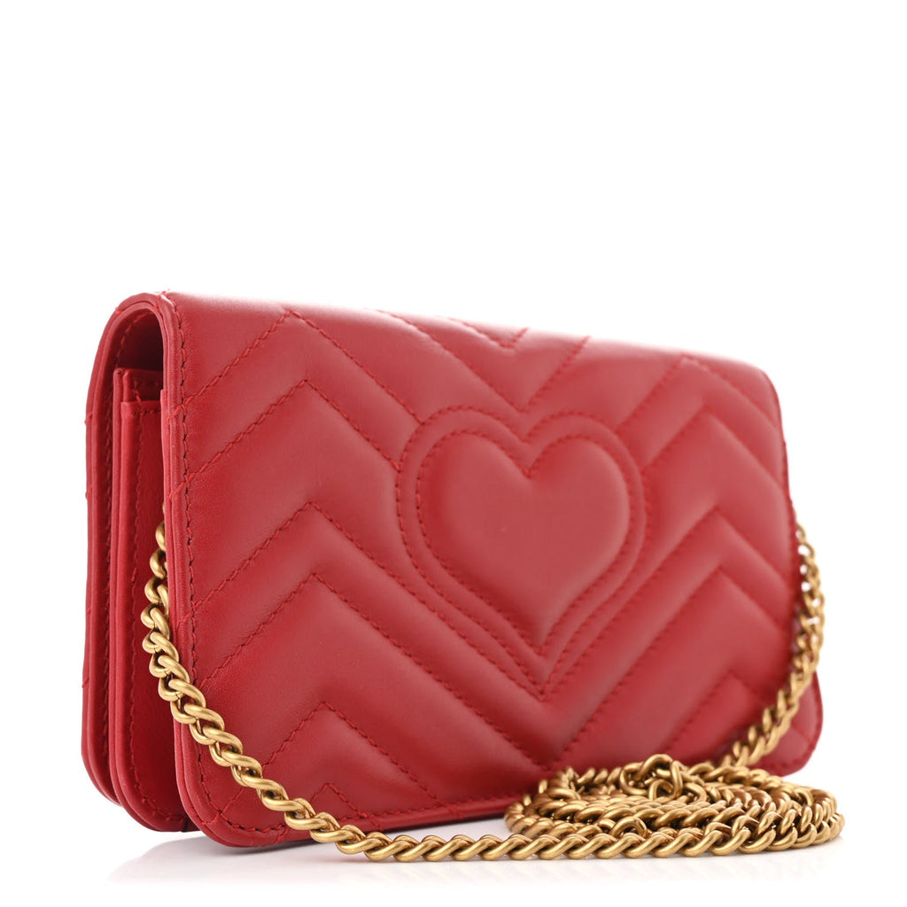 Calfskin Matelasse GG Marmont Mini Bag Hibiscus Red