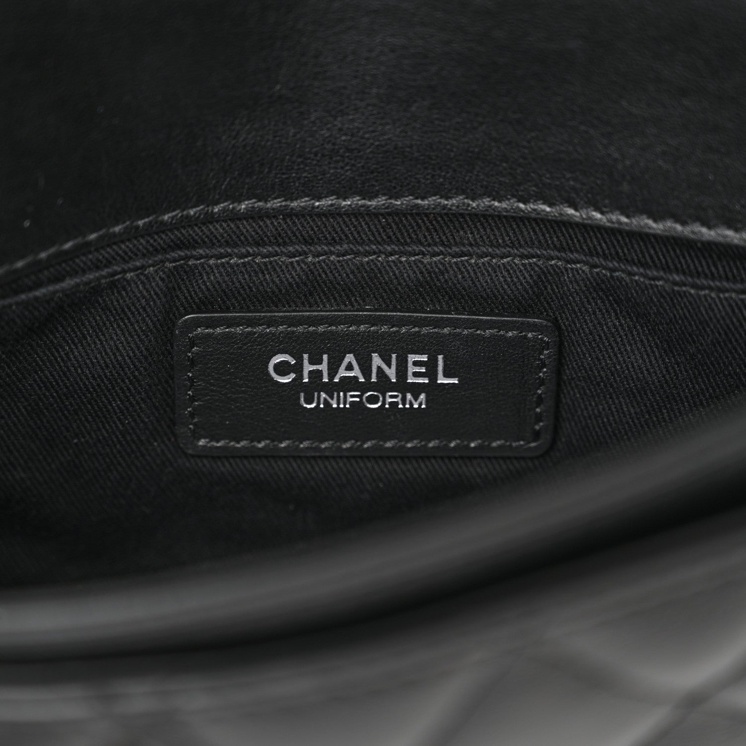 Calfskin Quilted CC Uniform Flap Belt Bag Black