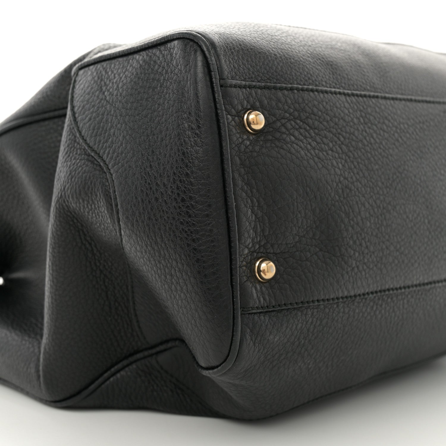 Grained Calfskin Medium Diana Bamboo Top Handle Tote Black