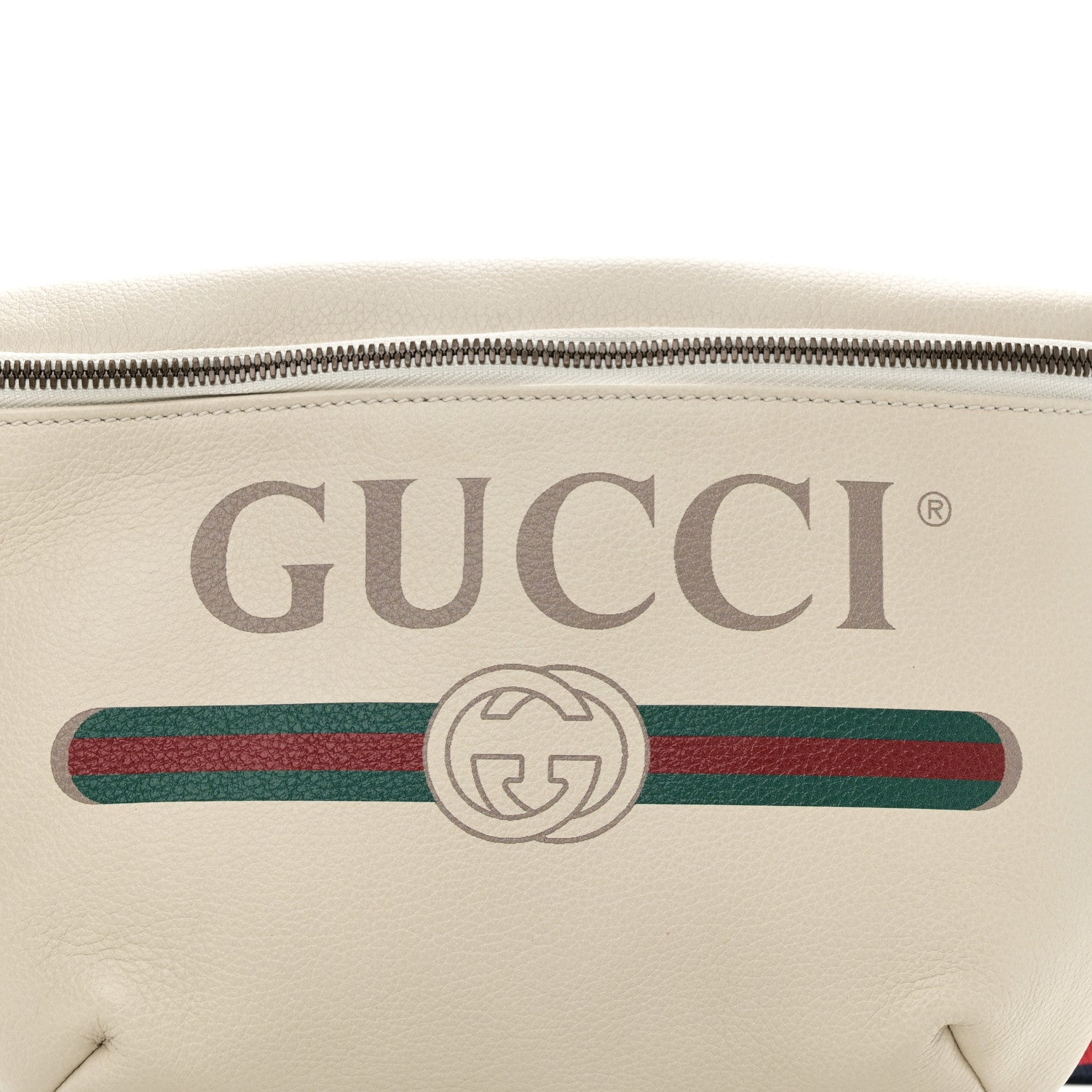 Grained Calfskin Logo Belt Bag White