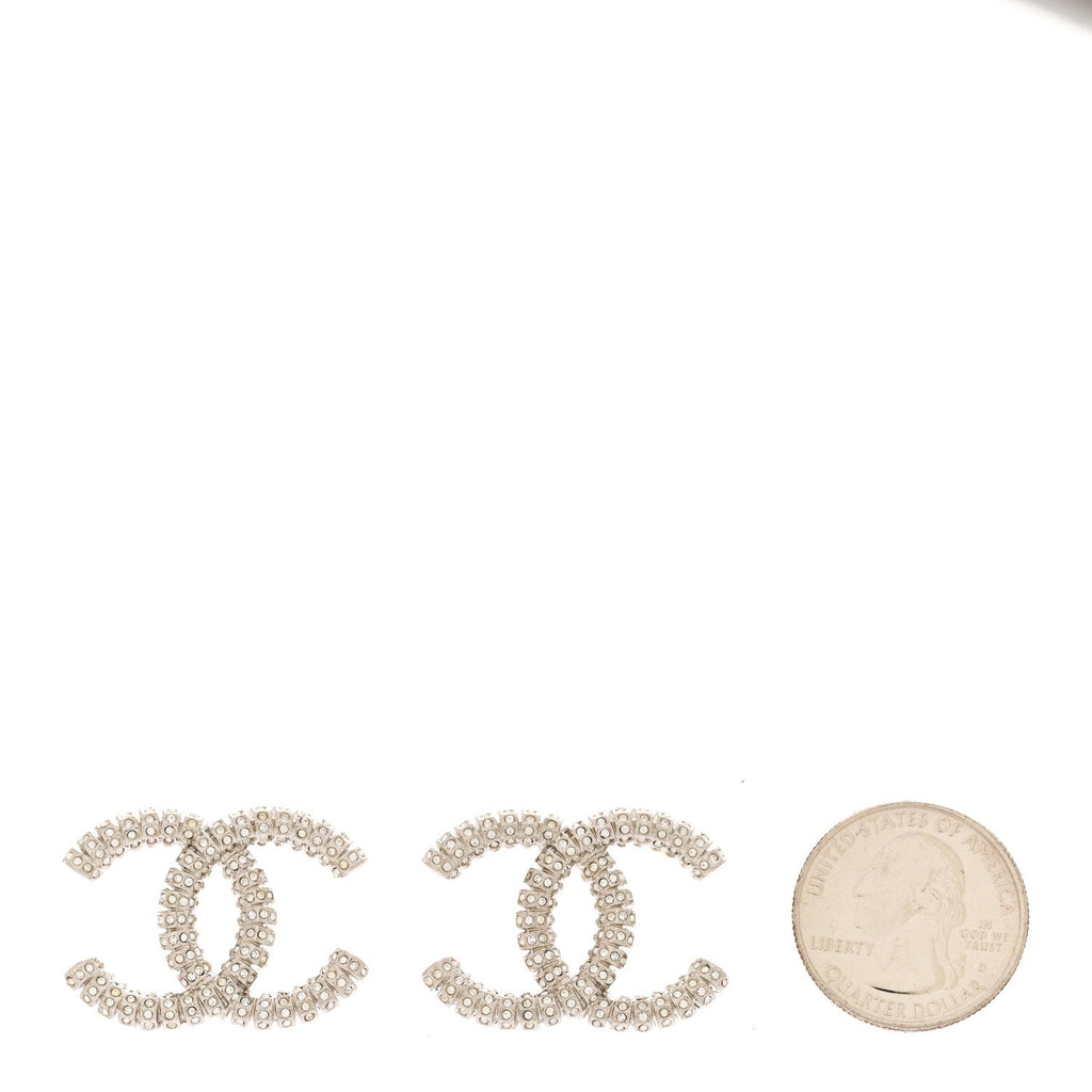 Crystal Large CC Earrings Silver