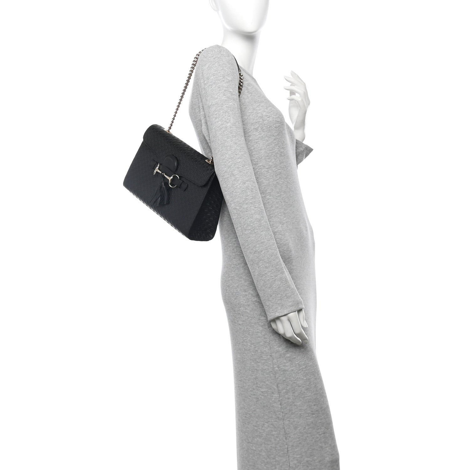 Microguccissima Medium Emily Chain Shoulder Bag Black