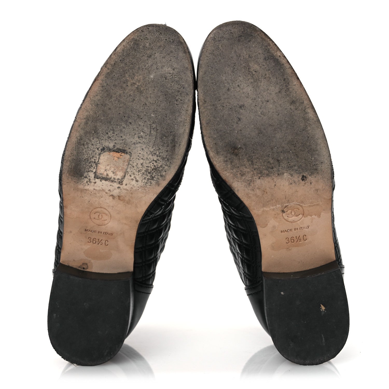 Lambskin Quilted Cap Toe Short Boots 36.5 Black