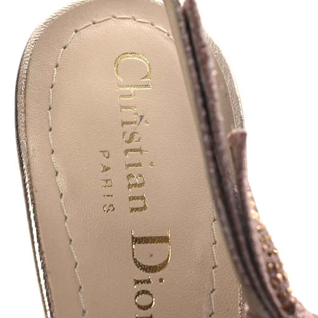 Cotton Laminated Strass J'Adior Slingback 100mm Pumps 36 Rose Des Vents