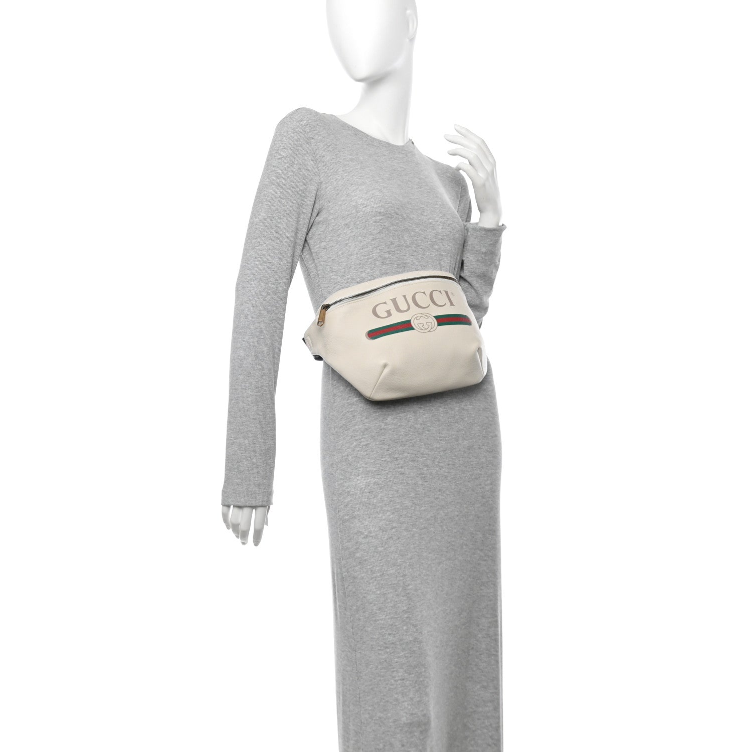 Grained Calfskin Logo Belt Bag White