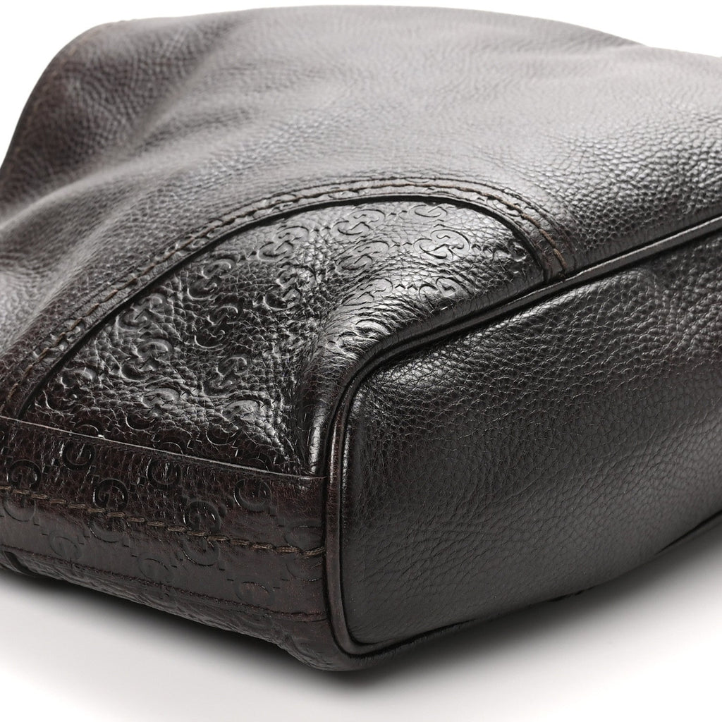 Calfskin Guccissima Trim Large Signoria Hobo Dark Brown