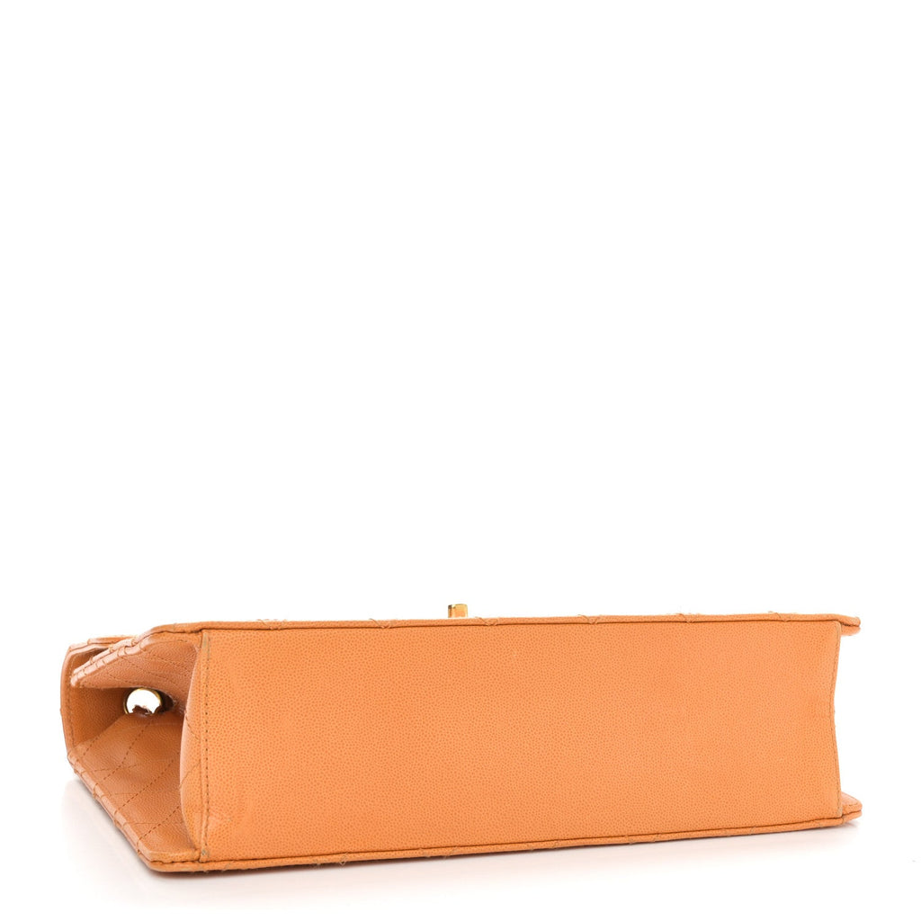 Caviar Stitched Jumbo Single Flap Orange