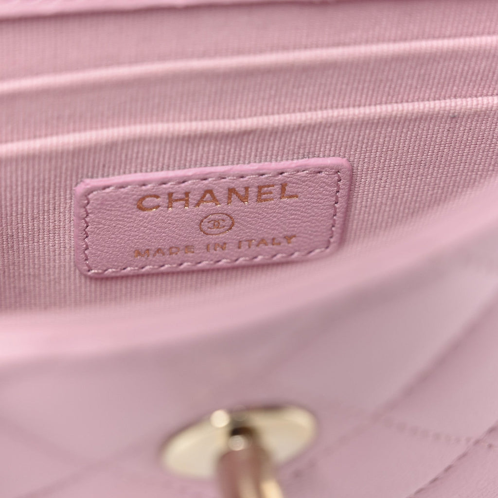 Lambskin Quilted Mini Trendy CC Clutch With Chain Pink