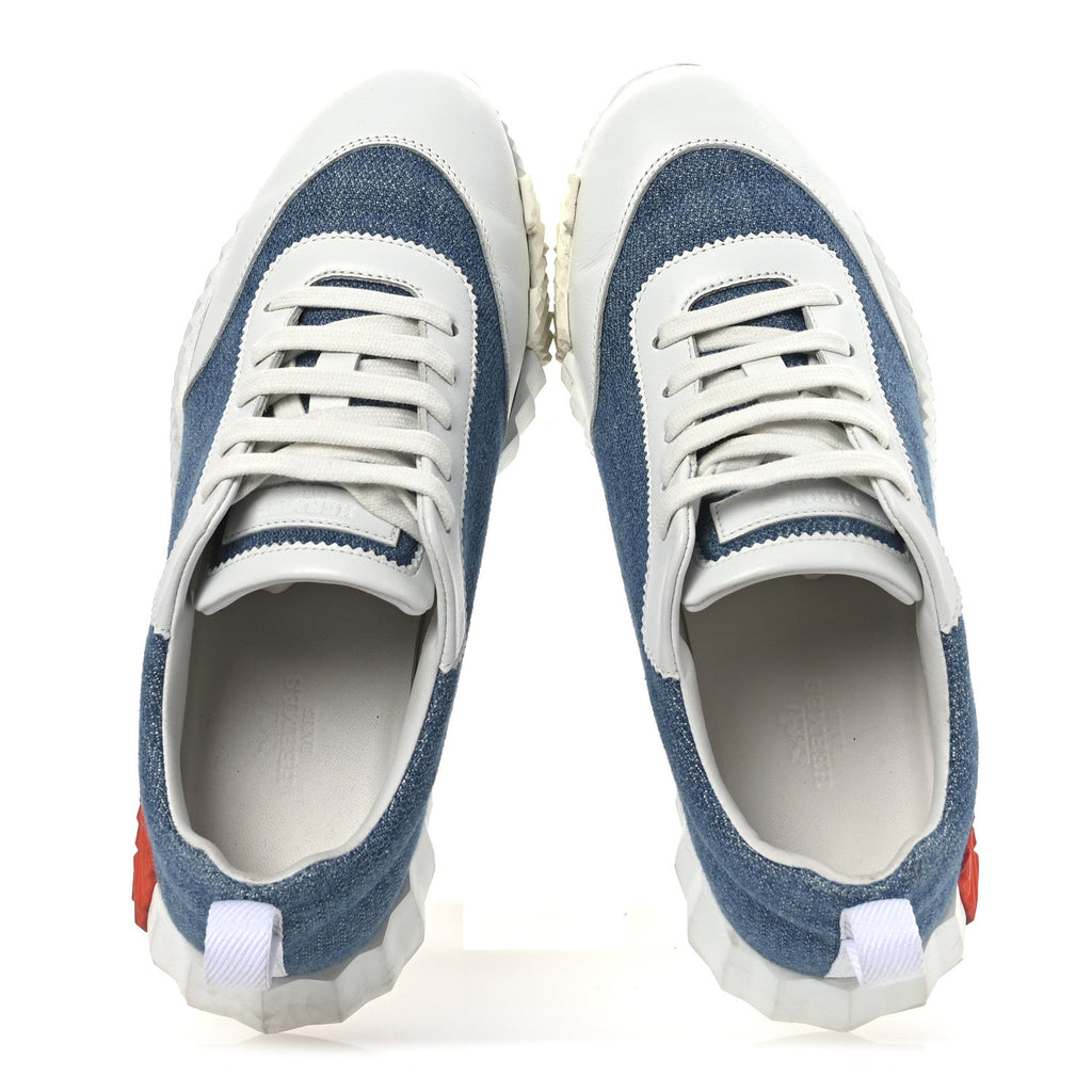 Denim Suede Goatskin Bouncing Sneakers 37 Bleu Clair White