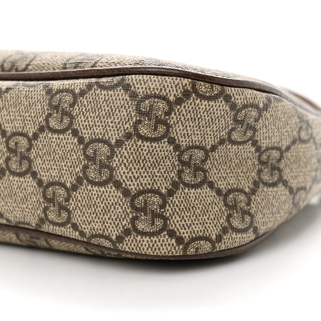 GG Supreme Monogram Textured Dollar Calfskin Small Ophidia Hobo Beige Ebony New Acero