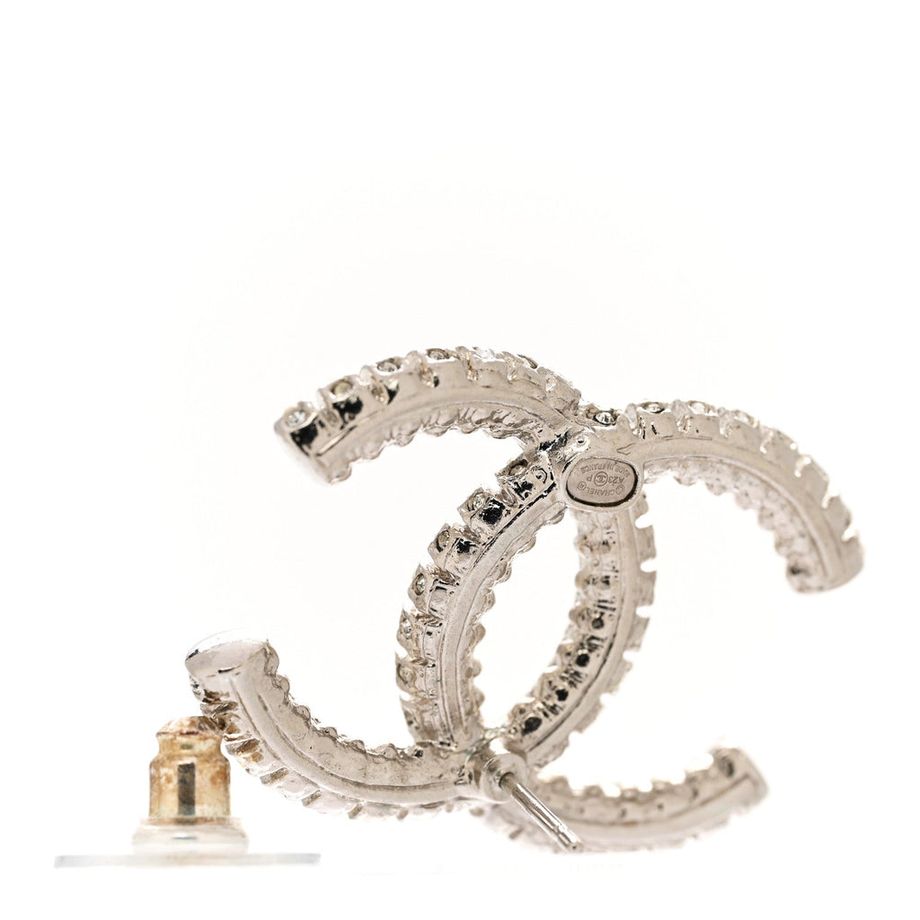 Crystal Large CC Earrings Silver